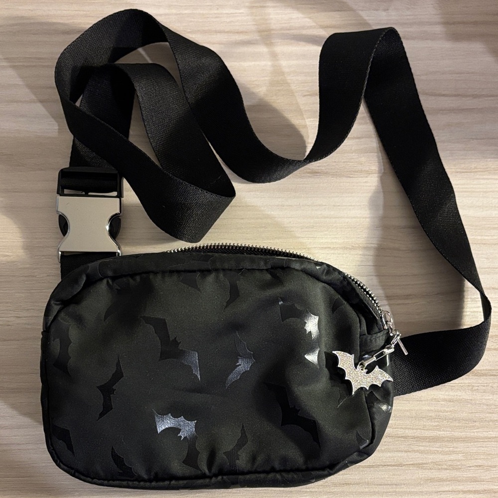 Spirit Black Crossbody Bag with Silver Bat Accents